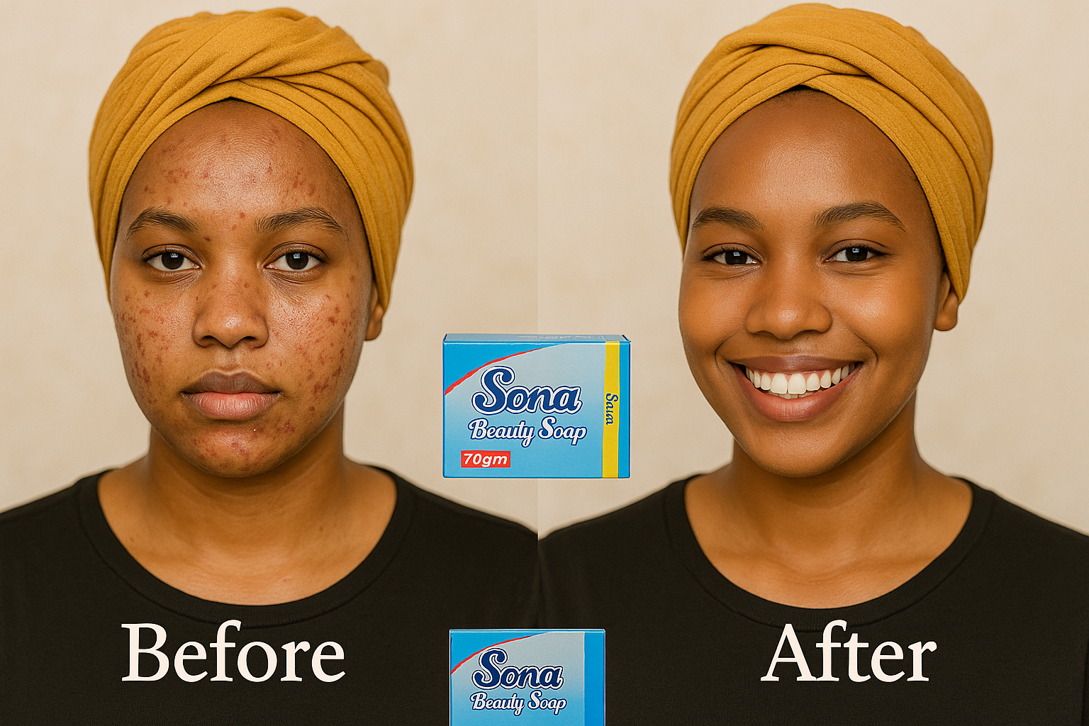 Sona Beauty Soap 70gm Komesha ya chunusi ya weusi kwapani
