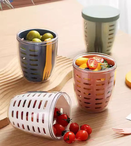 Fruits container with fork, kontena ya kuwekea matunda